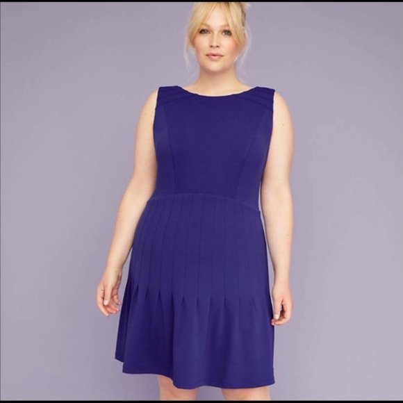 Plus Size 28 4X Lane Bryant Dress Royal blue pleated fit & flare dress Pretty! - Picture 1 of 5